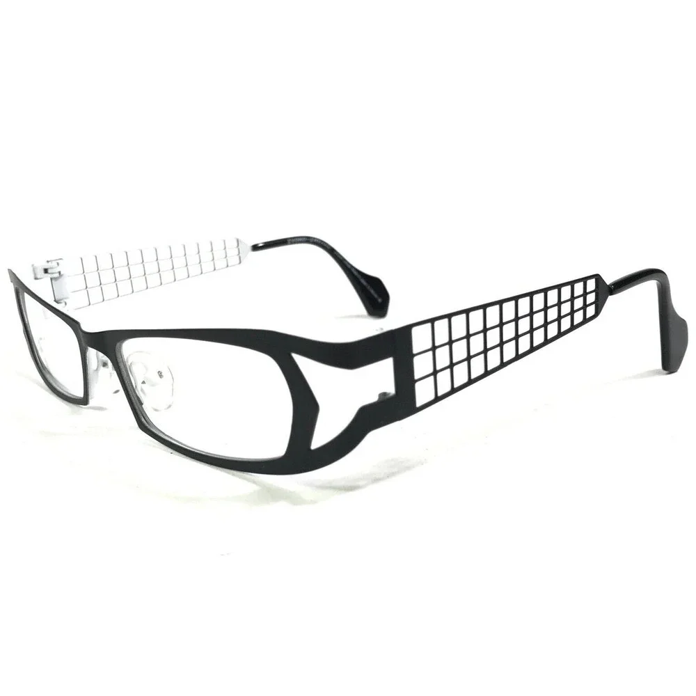 Iyoko-Inyake Eyeglasses Frames IY570 Col.143 Black White Rectangular 50-18-140